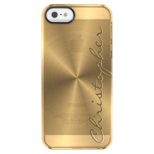 Capa Para iPhone SE/5/5s Transparente Textura radial metálica Dourado personalizada