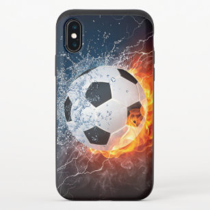 Capa Para iPhone XS Travesseiro decorativo Flaming de Futebol/Bola de 