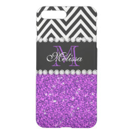 CAPA iPhone 8 PLUS/7 PLUS VIGA ROXA DO PRETO DO BRILHO MONOGRAMMED