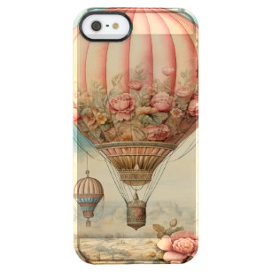 Capa Para iPhone SE/5/5s Transparente Vintage Steampunk Pink Floral Hot Air Balloon