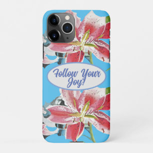 Capa Para iPhone Vermelho rosa Lily Lillies floral Azul Sua Alegria