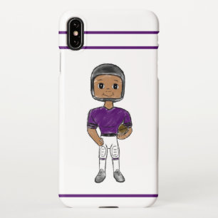 Capa Para iPhone vintage retro jogador de futebol preto roxo simple