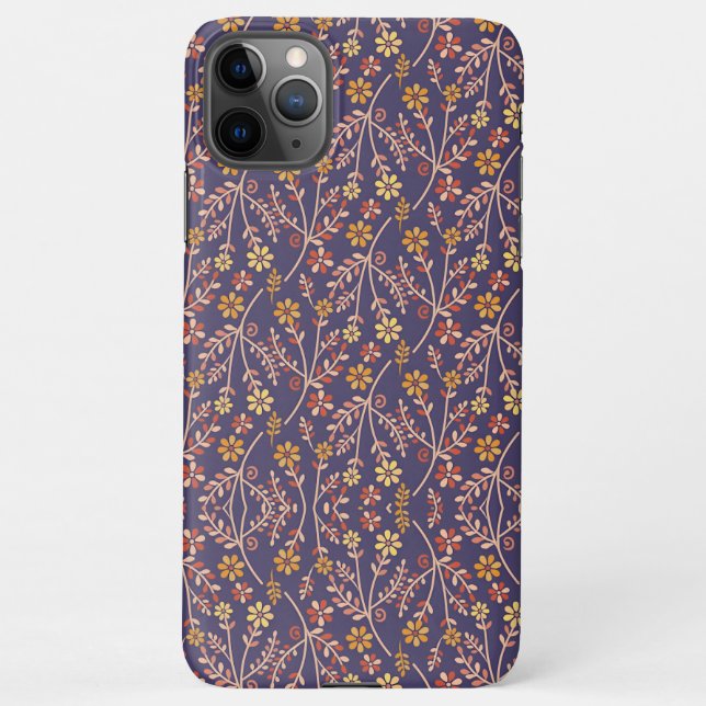 Capa Para iPhone Whimsical Floral Design with Vines on Purple Back (Verso)