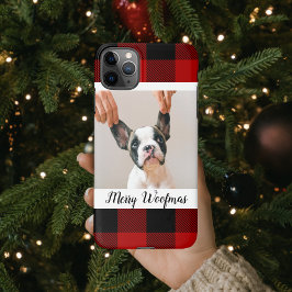 Capa Para iPhone Xadrez de Buffalo Vermelho e Woofmas Feliz com Fot