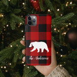 Capa Para iPhone Xadrez e Urso de Buffalo Vermelho | Presente de no<br><div class="desc">Xadrez e Urso de Buffalo Vermelho | Presente de nome pessoal</div>