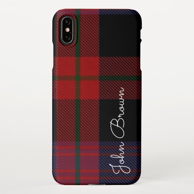 Capa Para iPhone Xadrez TARTAN Personalizada Nome Manuscrito Modern (Verso)