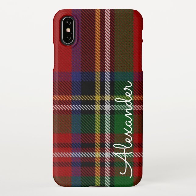 Capa Para iPhone Xadrez TARTAN Personalizada Nome Manuscrito Modern (Verso)
