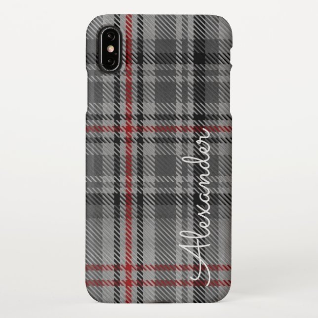 Capa Para iPhone Xadrez TARTAN Personalizada Nome Manuscrito Modern (Verso)