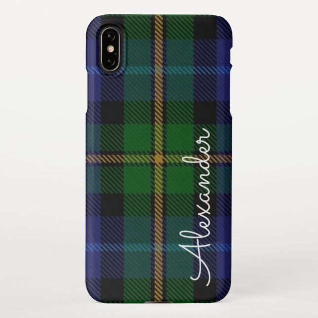Capa Para iPhone Xadrez TARTAN Personalizada Nome Manuscrito Modern (Verso)