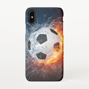 Capa Para iPhone XS Travesseiro decorativo Flaming de Futebol/Bola de 