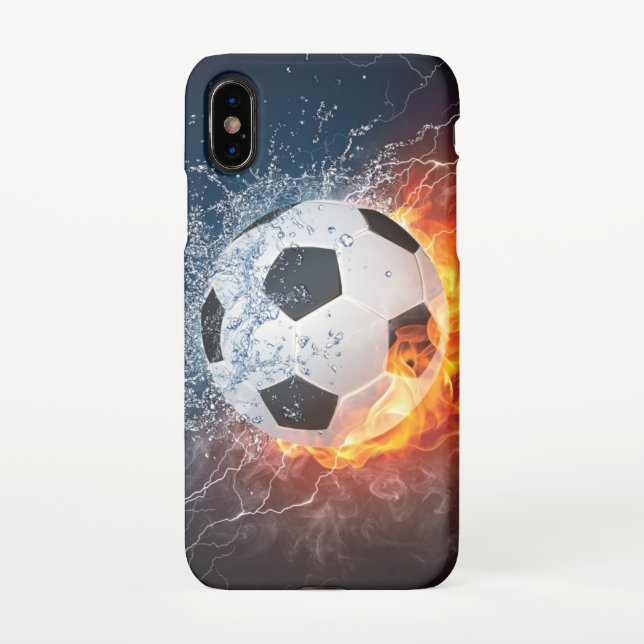 Capa Para iPhone XS Travesseiro decorativo Flaming de Futebol/Bola de  (Verso)
