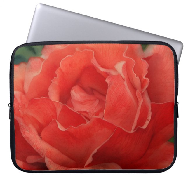 Capa para Laptop com Arte de Flor de Rosa Vermelha (Frente)