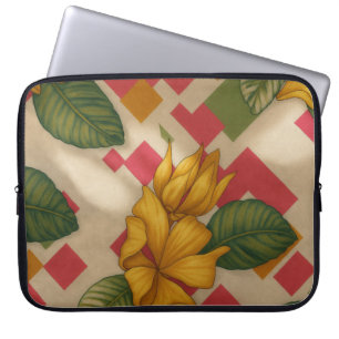 Capa para laptop  Floral Vintage com Hibiscos