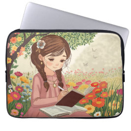 Capa para laptop Menina no Jardim