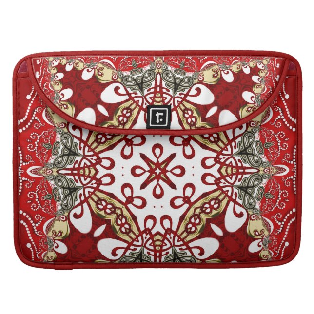 Capa Para MacBook Pro Rickshaw Flap do Moderno Red Batik Art (Front Closed)