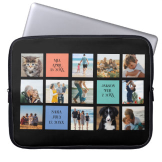 Capa Para Notebook 12 Foto, 3 Bloco de Cor com Tipo em Preto
