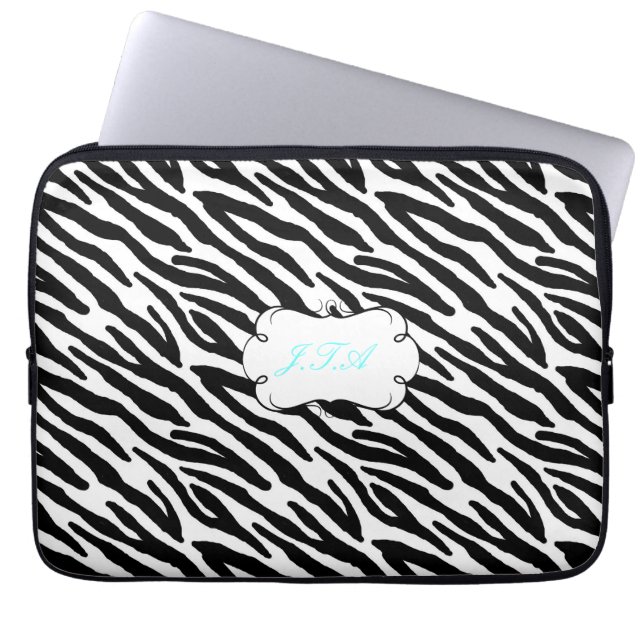 Capa Para Notebook 13" cinza monogrammed do preto das iniciais da (Frente)