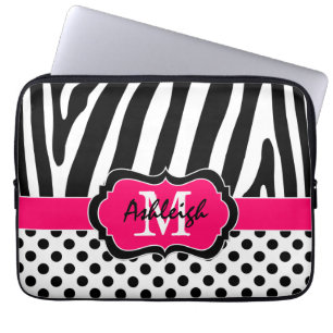 Capa Para Notebook 13" zebra preta do rosa listram a caixa do laptop