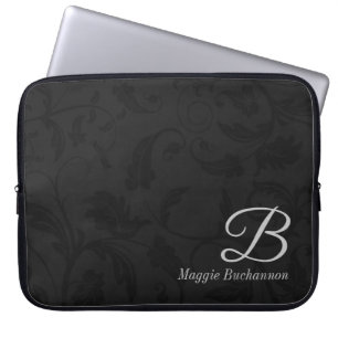Capa Para Notebook 15" damasco preto Monogrammed