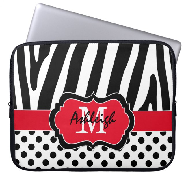 Capa Para Notebook 15" zebra preta vermelha listram a caixa do laptop (Frente)