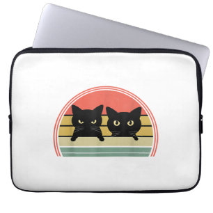 Capa Para Notebook 2 Gatos Pretos Purgando Vintage Retro Cat Animal L