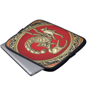 Capa Para Notebook [300] Escorpião de Ouro Sagrado em Vermelho