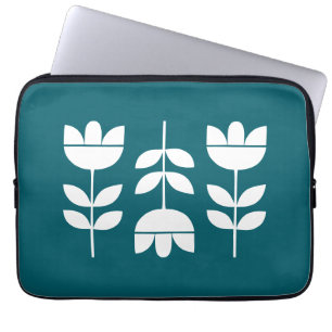 Capa Para Notebook 3 flores verdes e brancas escuras