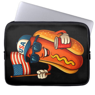 Capa Para Notebook 4º de julho Hotdog Funny Patriotic USA Flag