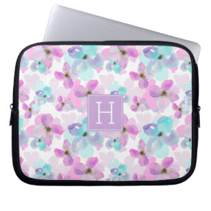 Capa Para Notebook A aguarela da lavanda floresce o monograma