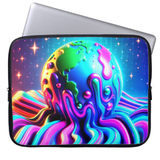 Capa Para Notebook A Bold Multi-Colored Earth on an Electronics Bag