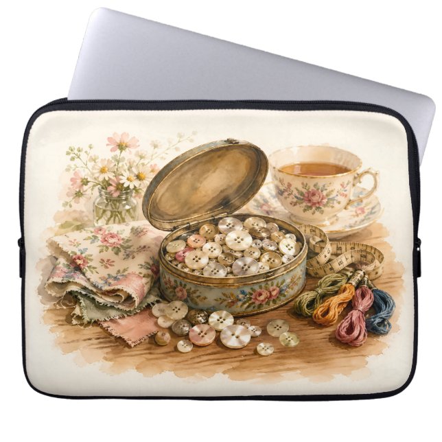 Capa Para Notebook A Bolsa de Eletrônica de Lata de Botão (Frente)