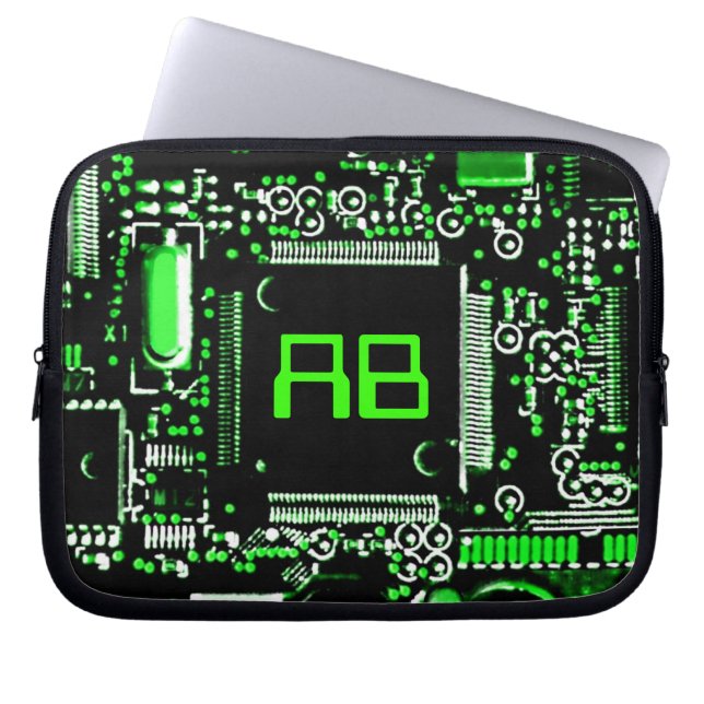 Capa Para Notebook A bolsa de laptop 10" do monograma do verde 2 do (Frente)
