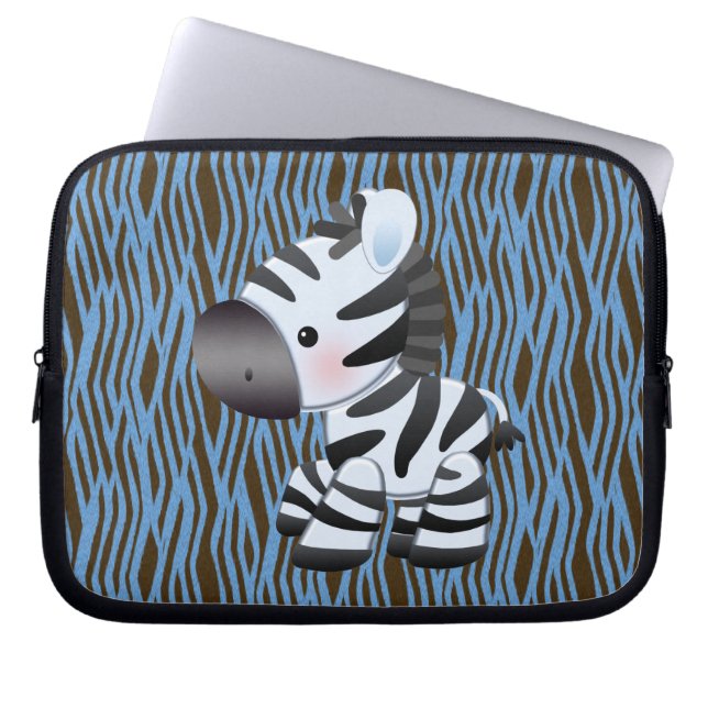 Capa Para Notebook A bolsa de laptop animal azul da zebra & do (Frente)