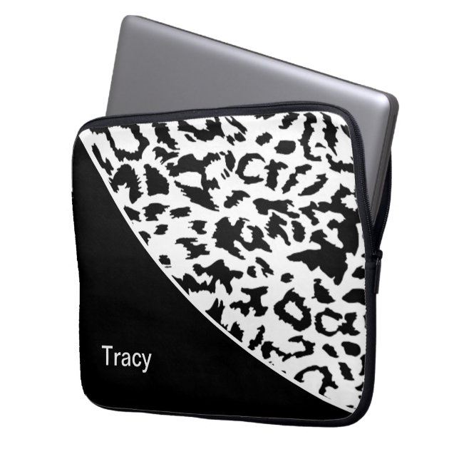 Capa Para Notebook A bolsa de laptop animal do monograma do teste (Frente Esquerda)