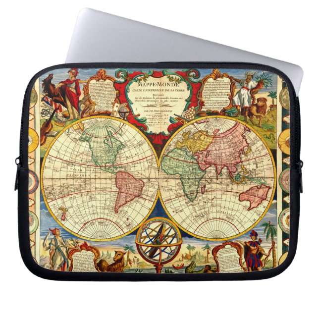 Capa Para Notebook A bolsa de laptop antiga da arte do mapa do mundo (Frente)