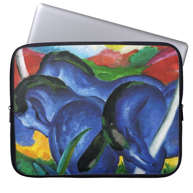 Capa Para Notebook A bolsa de laptop azul dos cavalos de Franz Marc (Frente)