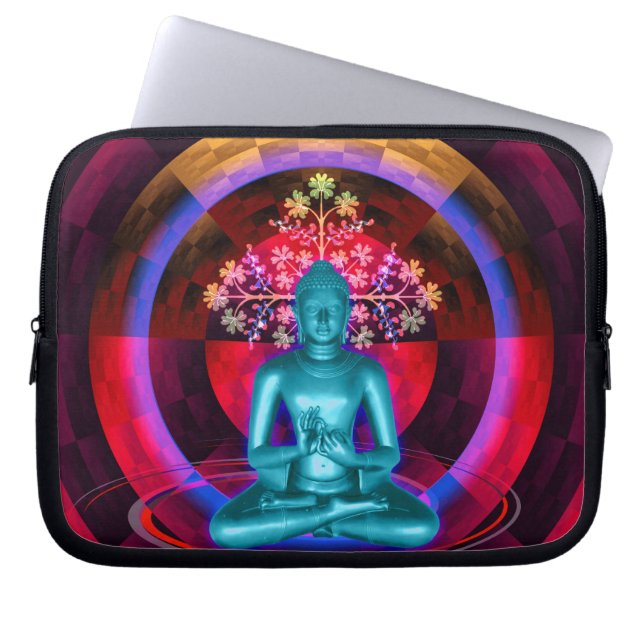Capa Para Notebook A bolsa de laptop azul Meditating de Buddha (Frente)