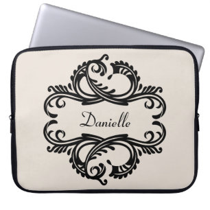 Capa Para Notebook A bolsa de laptop chique do damasco do ébano