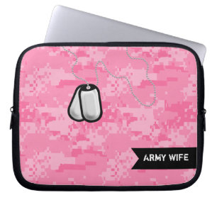 Capa Para Notebook A bolsa de laptop cor-de-rosa de Camo e de dog