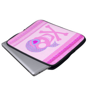 Capa Para Notebook A bolsa de laptop cor-de-rosa do crânio do pirata