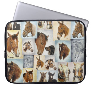 Capa Para Notebook A bolsa de laptop da colagem do cavalo