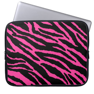 Capa Para Notebook A bolsa de laptop da zebra do rosa quente