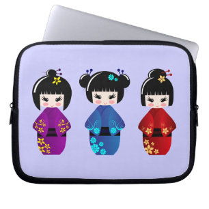 Capa Para Notebook A bolsa de laptop das bonecas de Kokeshi