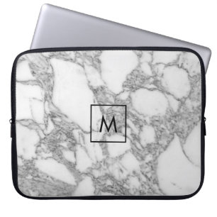 Capa Para Notebook A bolsa de laptop de pedra de mármore branca feit
