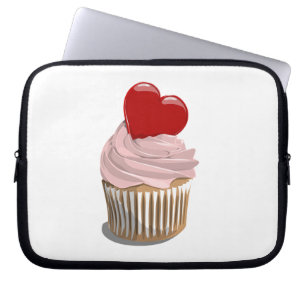 Capa Para Notebook a bolsa de laptop do cupcake do coração do dia d