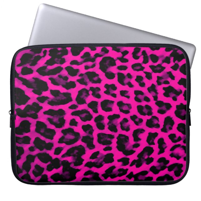 Capa Para Notebook A bolsa de laptop do impressão do leopardo do rosa (Frente)