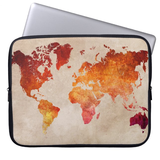 Capa Para Notebook a bolsa de laptop do mapa do mundo (Frente)