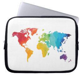 Capa Para Notebook A bolsa de laptop do mapa do mundo da aguarela