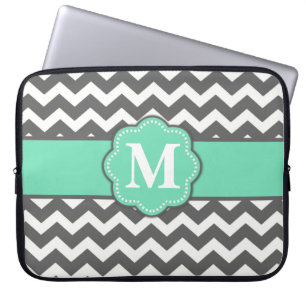 Capa Para Notebook A bolsa de laptop do monograma de Chevron das