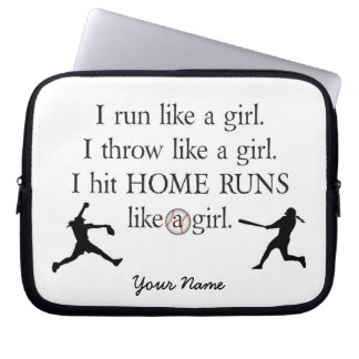 Capa Para Notebook A bolsa de laptop do softball das meninas